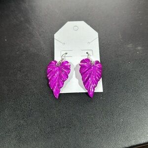 Purple Metal Leaf Earrings